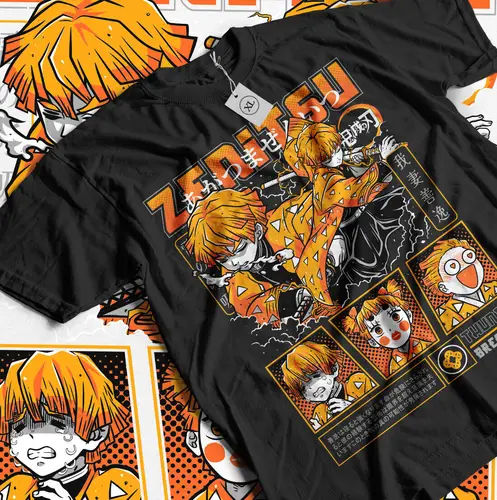 Camiseta Agatsuma Zenitsu Demon Slayer Kimetsu No Yaiba película camiseta de Halloween
