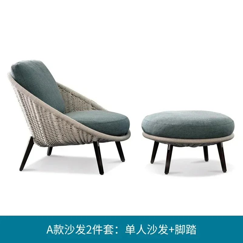 Nordic sofa chair courtyard outdoor casual style balcony single backrest chair creative lazy outdoor rattan chair three-piece