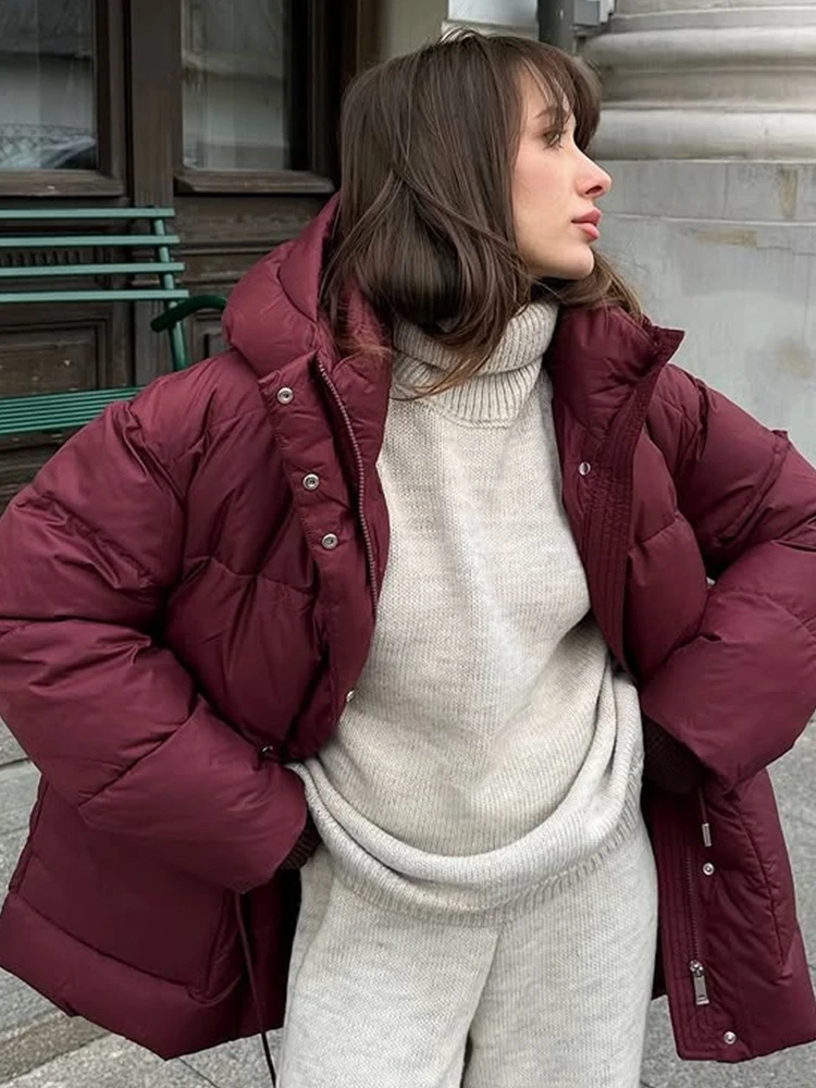 Tossy Leisure Women's Hooded Parker Coat  Drawstring Waist Warm Solid Pocket And Stand-Up Collar Long Sleeves 2025 Parker Coat