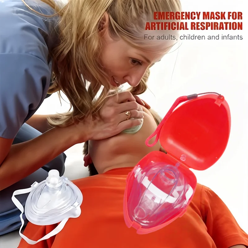 

Resuscitator Rescue Emergency First Aid Masks CPR Breathing Mask Mouth Breath One-way Valve Professional First Aid Tools