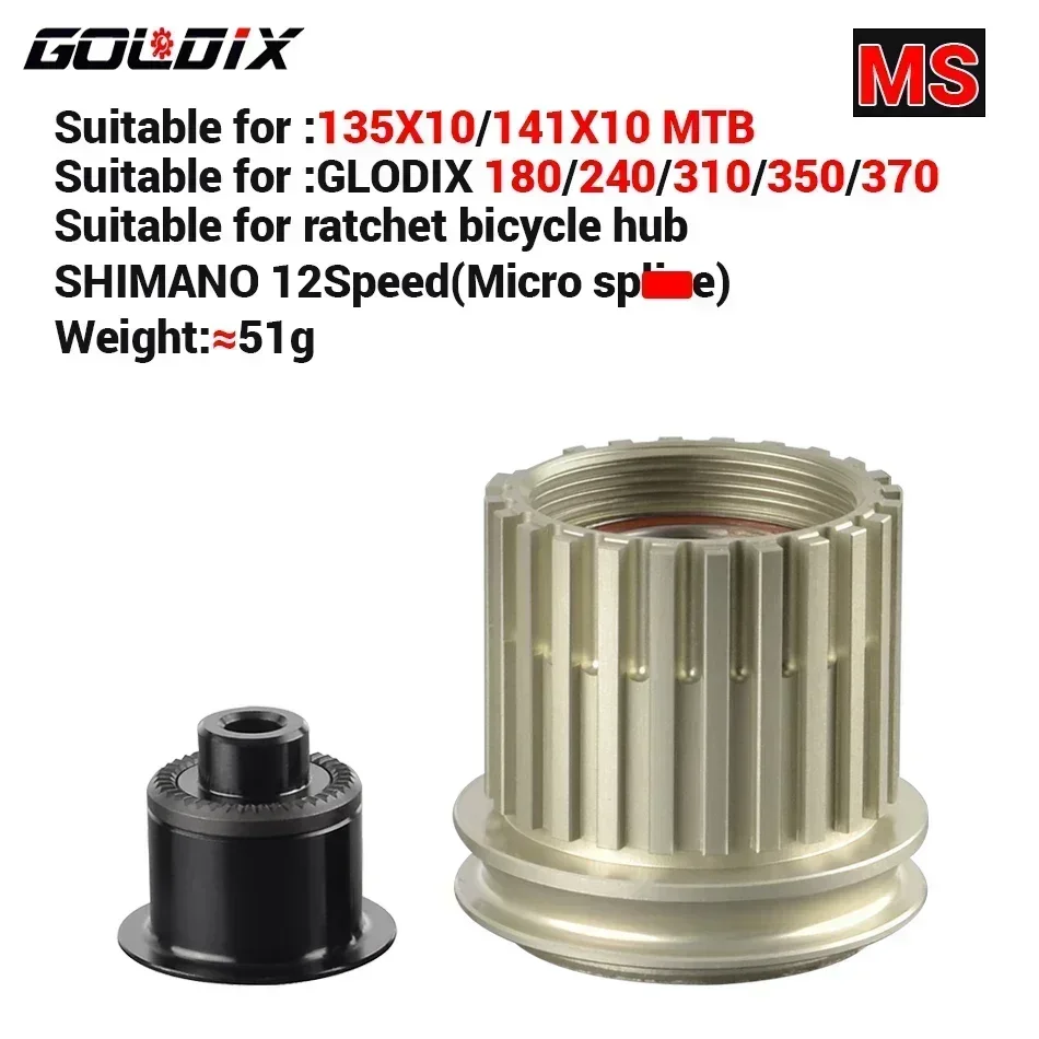 GOLDIX M180/370 Ratchet Structure Bicycle Hub Adapter HG/XD/MS Bicycle Hub Body with QR/THRU End Cap  for MTB/Road Bike Freehub