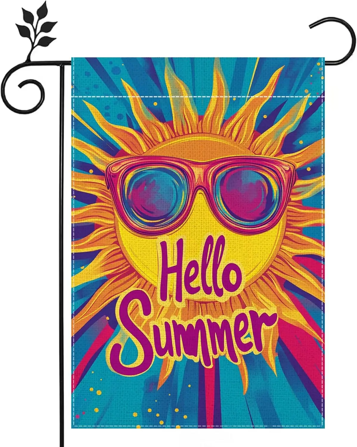 Hello Sunshine Summer Garden Flag for Outside 12x18 Inch Double Sided Burlap Colorful Sunshine Farmhouse Holiday Yard Flag D EEZ