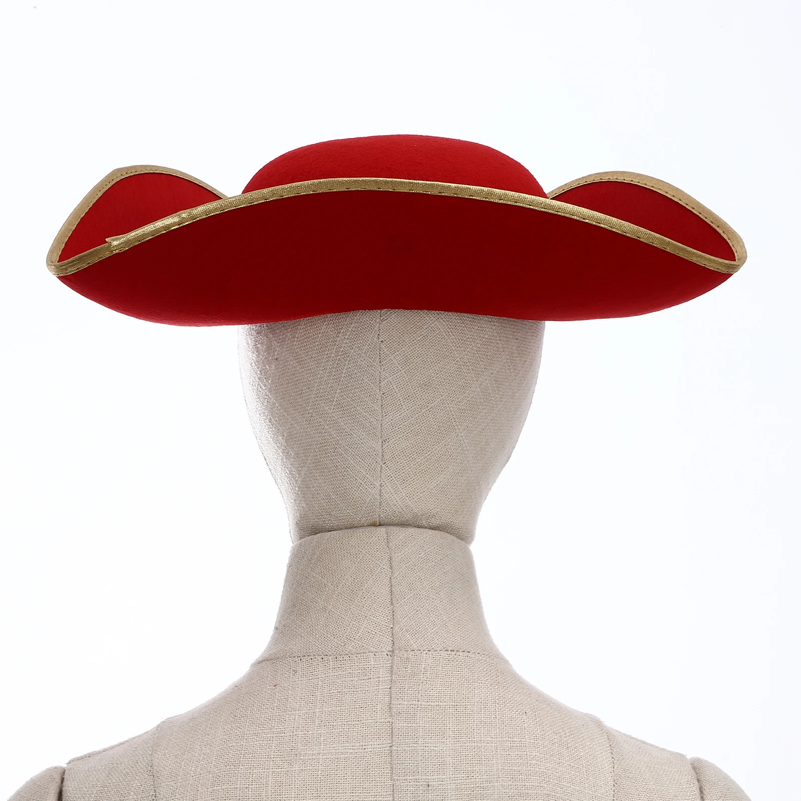 Halloween Captain Pirate Hat Cosplay Colonial Tricorn Hats Metallic Brim Felt Hat Adult Kids Carnival Masquerade Party Hat Caps