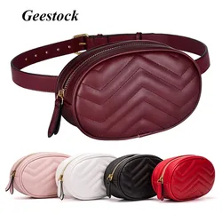 Geestock Fashion Women Waist Packs Bag for PU Leather Round Belt Bag Female Luxury Fanny Pack Crossbody Chest Bags Woman Handbag