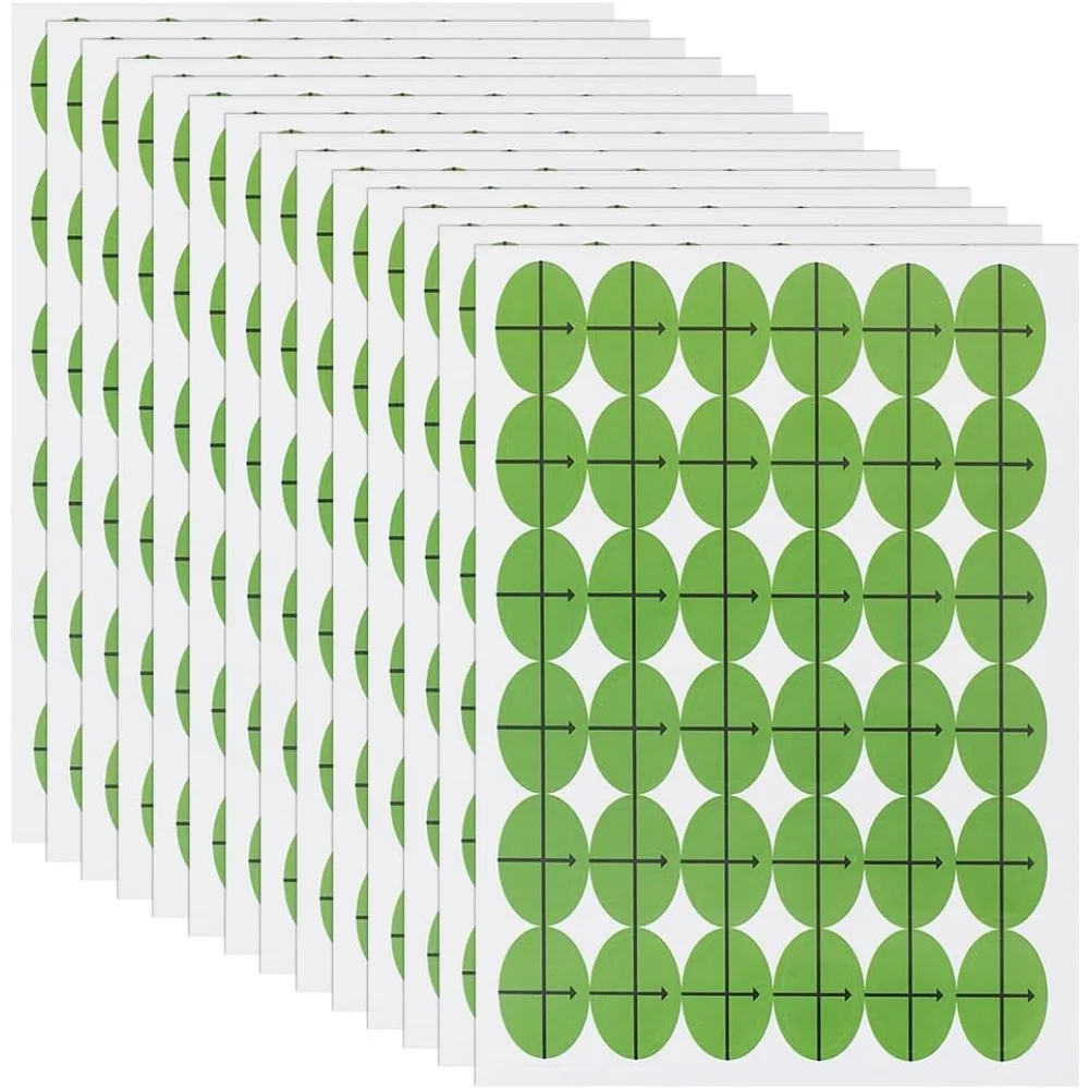 1296 Pcs Green Embroidery Target Stickers 3/4x1/2 Inch Oval Machine Embroidery Placement Sticker for Sewing Layout Planners