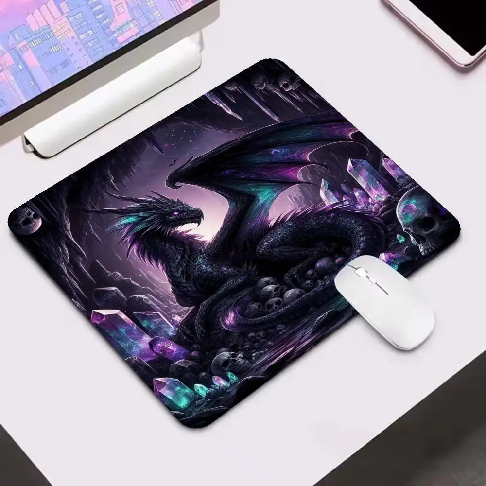 Mouse Pads Anime Dark Dragon Cave Crystal Skull Fantasy Scene For Office Desktop Game Card Pad