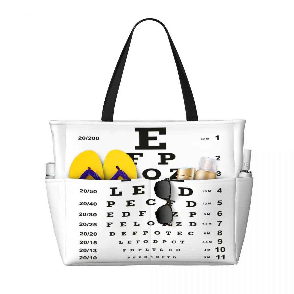 

Пляжная большая сумка на заказ Snellen Eye Chart для женщин, оптометрист, офтальмолог, подарок, большое отделение, тренажерный зал, пляжные дорожные сумки