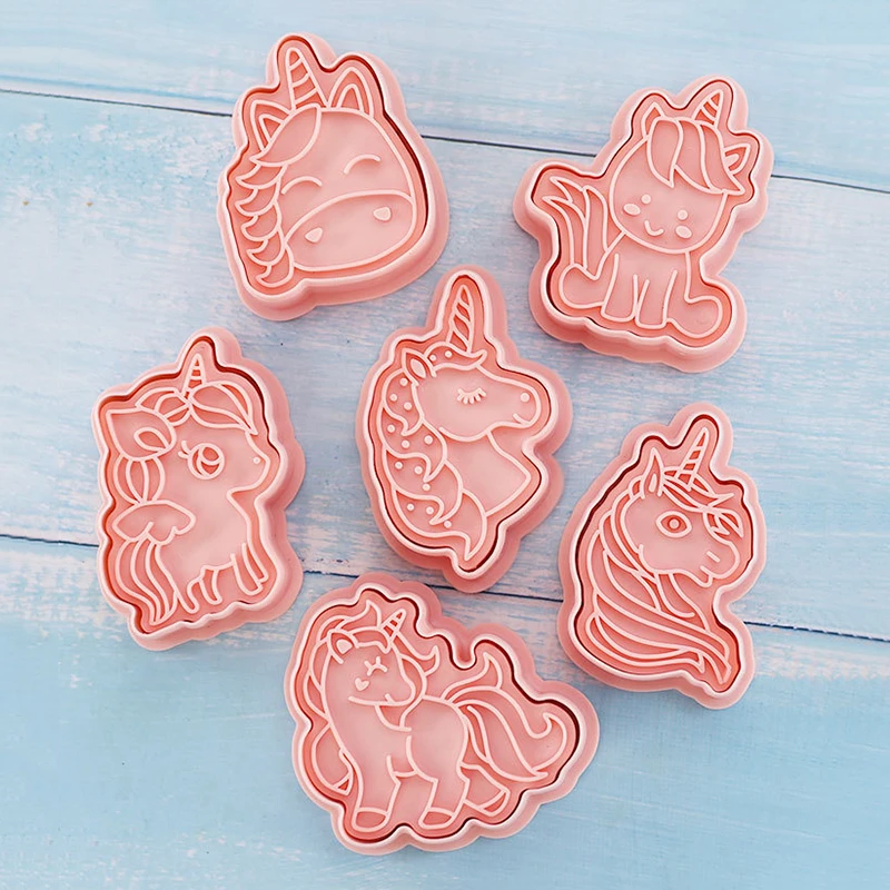 6pcs Unicorn Cookie Cutters Baking Biscuit Mold Diy Bakeware Kitchen Baking Pastry Tools Cake Mold Unicorn Party Favor Supplies