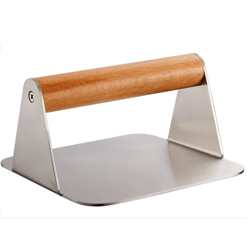 

Hamburger Press Stainless Steel Grill Press with Wooden Handle Square Hamburger Press for Flat Top Grill