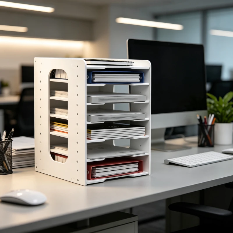 Multi-Tier Desktop File Organizer, Large Capacity Office Document Storage Rack for Desk Classification & Home Use Set