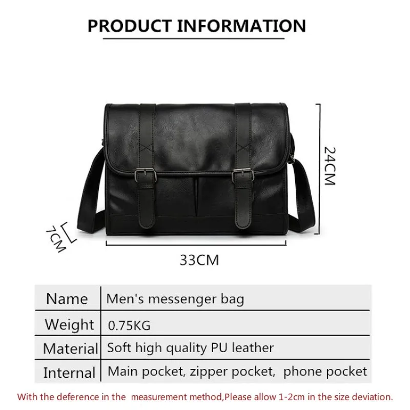 Soft Leather Men\'s Messenger Bags Luxury Brand Designer Satchels Mens Business Fashion Shoulder Bag Men PU Leather Crossbody Bag