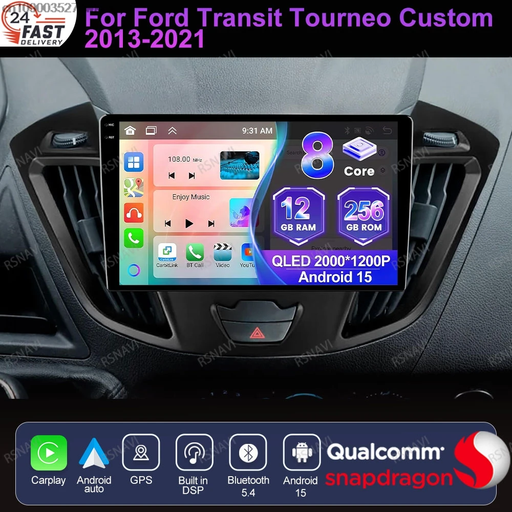 Android 15 para ford transit tourneo personalizado 2013-2021 opel astra h tesla modelo 3 acessórios 5g wifi suporte de telefone carro gadgets