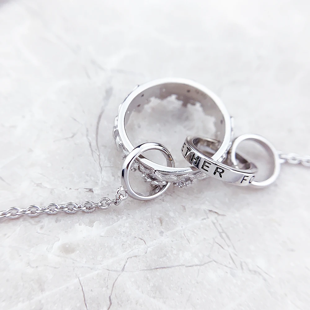 Women's 925 Sterling Silver Crown Link Chain Necklace