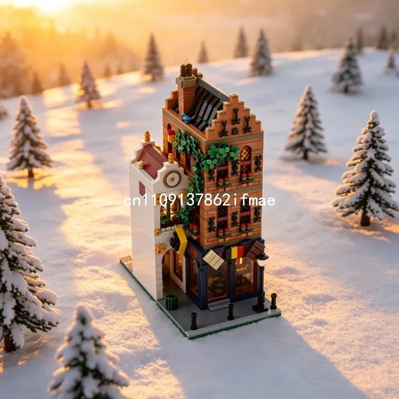 2066PCS Belgian Chocolate Shop MOC Modular Creative Street View Model Custom Building Blocks Architecture DIY Assembly Toy Gift