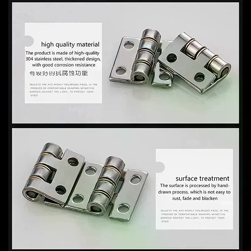 Silent Door Operation! Thickened 304 SS Flat Hinge, Durable Mute Hardware For Aluminum & Bathroom Doors