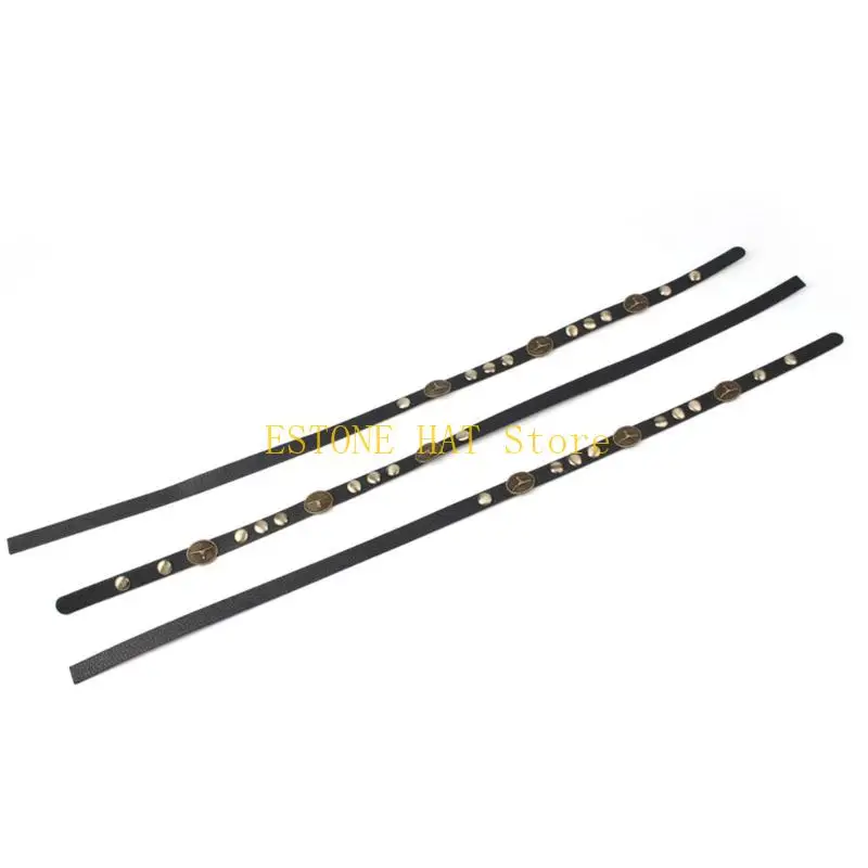 49MF Western Hat Trim Band With Metal Accents and Black Strap Detail