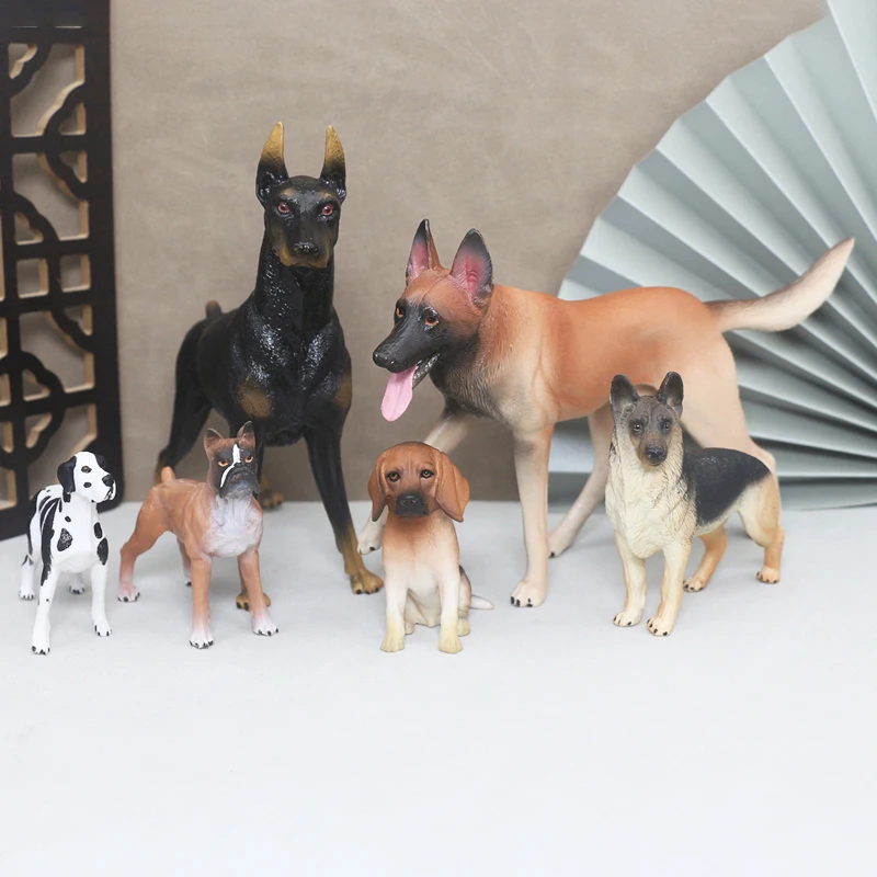 Multi Breed Miniature Boxer Bulldog Schnauzer Puppy Dog Animal Action Figure Model Figurines Pet Toy Home Decoration Ornament