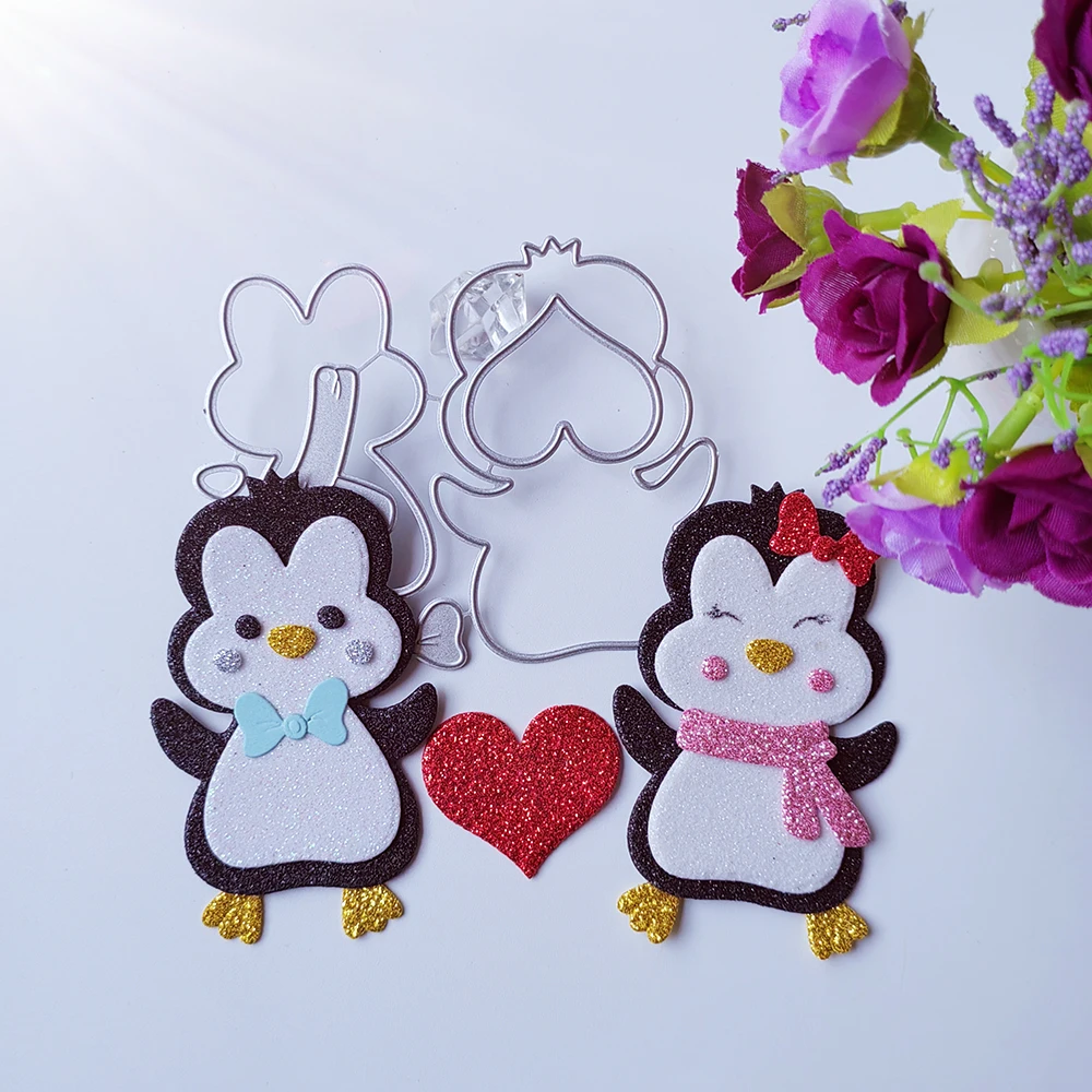 

New Penguins for Valentine's Day cutting dies scrapbook decoration embossed photo album decoration card making DIY crafts