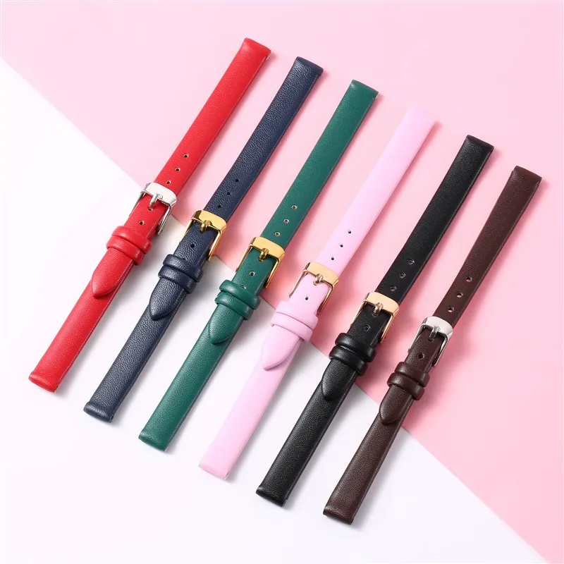 8mm 10mm 12mm 14mm 16mm 18mm 20mm 22mm High Quality Double-sided Cowhide Leather Watch Strap Replace for Universal Watch Band