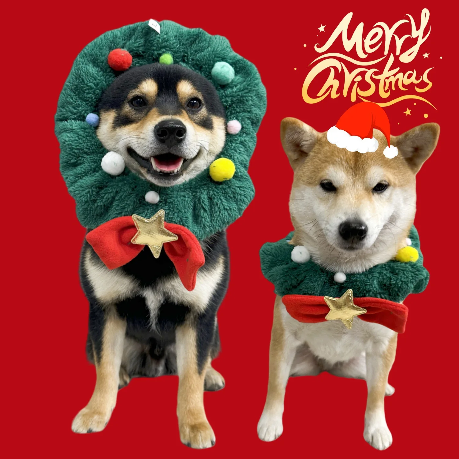 Christmas Festival Pet Dress Up Kit Bib Collar Scarf Head Cover Costume Accessory for Dog Cat Holiday Party Scene Layout Dress
