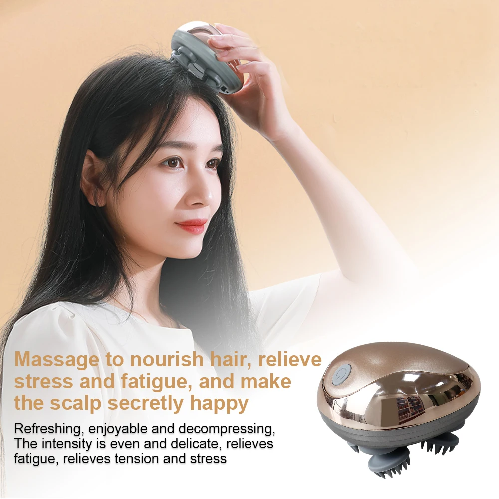 6 Mode Silicone Head Kneading Massage Device Electric Scalp Massager Relieve Fatigue Promote Scalp Blood Relaxation Comfort Tool