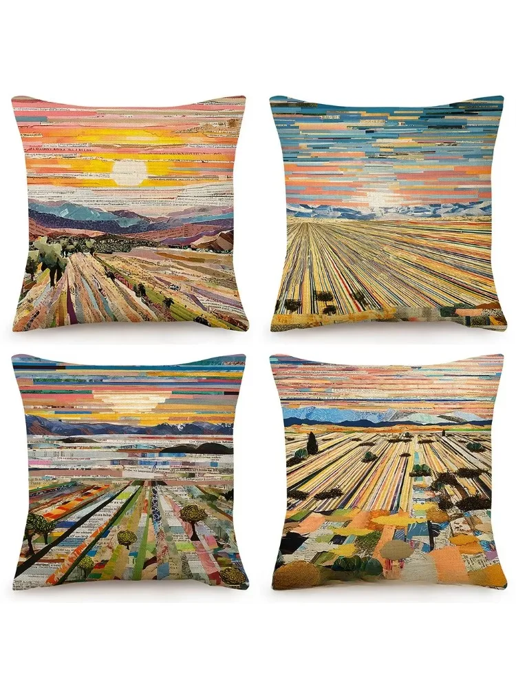Vintage landscape oil painting wind pillow cover art printing cushion cover club sofa decoration