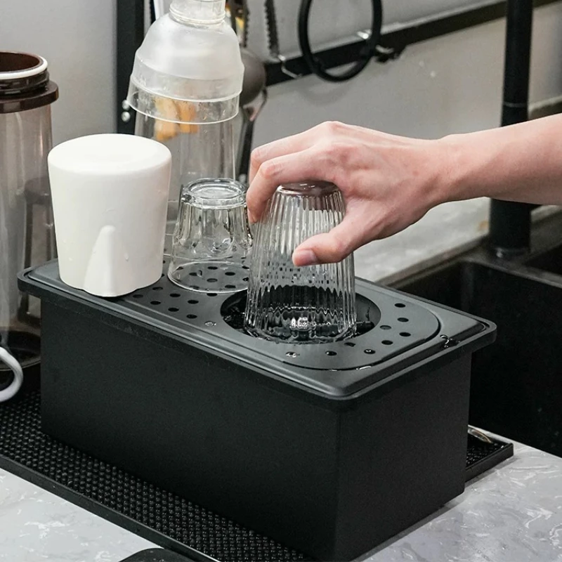 High pressure cup washer, coffee shop, milk tea shop with sink, press type cup flushing artifact, automatic counte