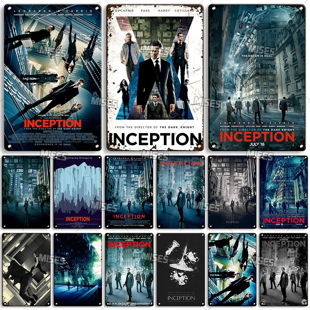 MISES American Movie Inception Poster Metal Tin Sign Retro Metal Sign Poster Home Garage Cafe Placa de metal Placa decorativa de parede