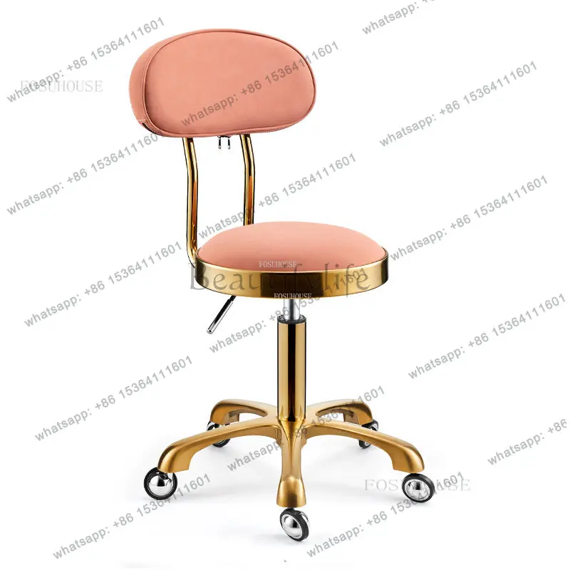 

Luxury Stainless Steel Barber Chairs Modern Salon Furniture Beauty Salon Chair Professional Rotating Lift Round Stool B A