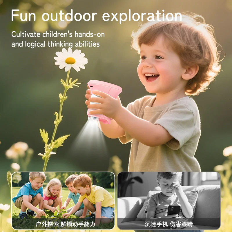 2025 New Portable 8LED 1000X Digital Microscope Kids 2.4Inch Screen Scientific Training Toys Light Source LED Magnifying Glass