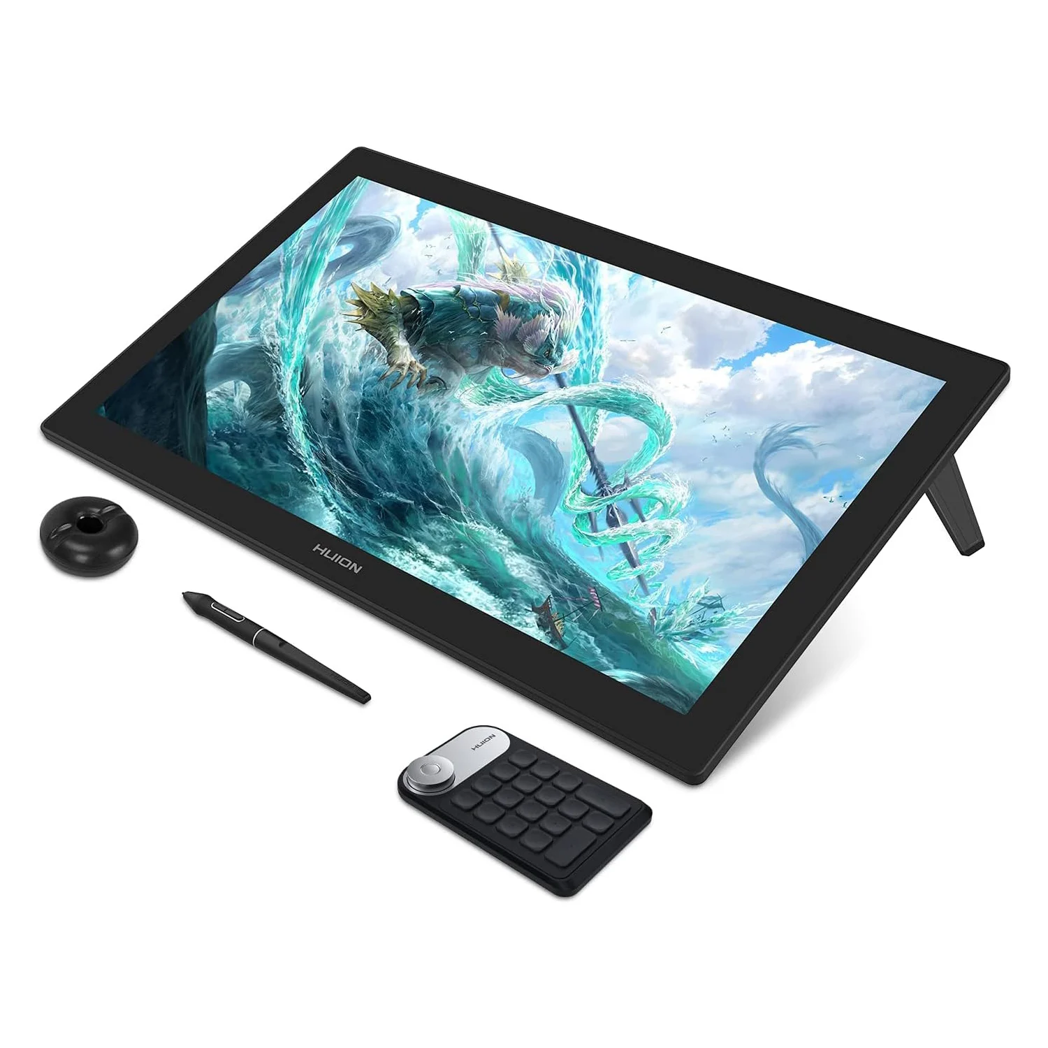 Huion Kamvas Pro 24 Graphics Tablet Pen Display 4K IPS Screen 140% sRGB Drawing Monitor Built-in Stand with Gift Mini Keyboard