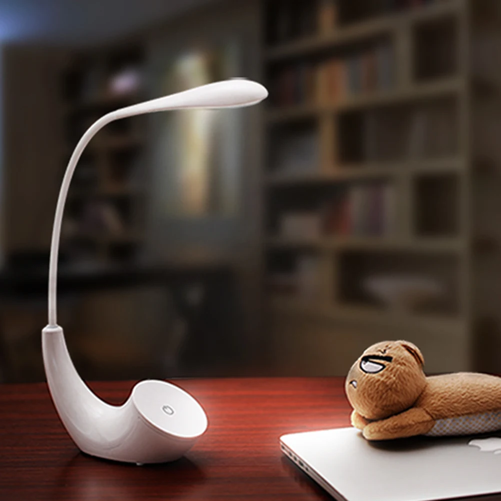 

Touch Desk Lamp White Small Dimmable 3 Levels Bedroom Office Nightstand Flicker Free Reading Study Gooseneck Design