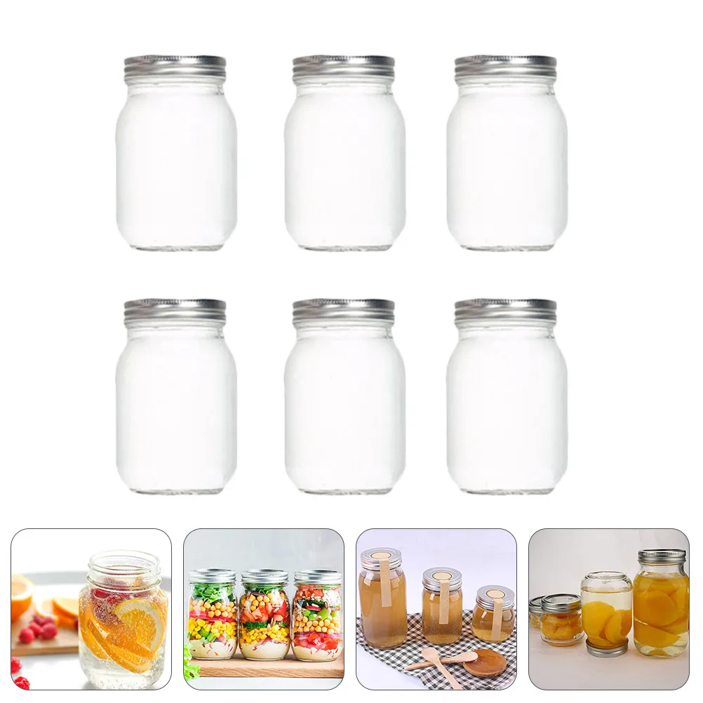 6pcs-kitchen-glass-containers-transparent-round-bottles-with-tight-cover-for-food-storage-jam-honey-tea-coffee-dried-fruit