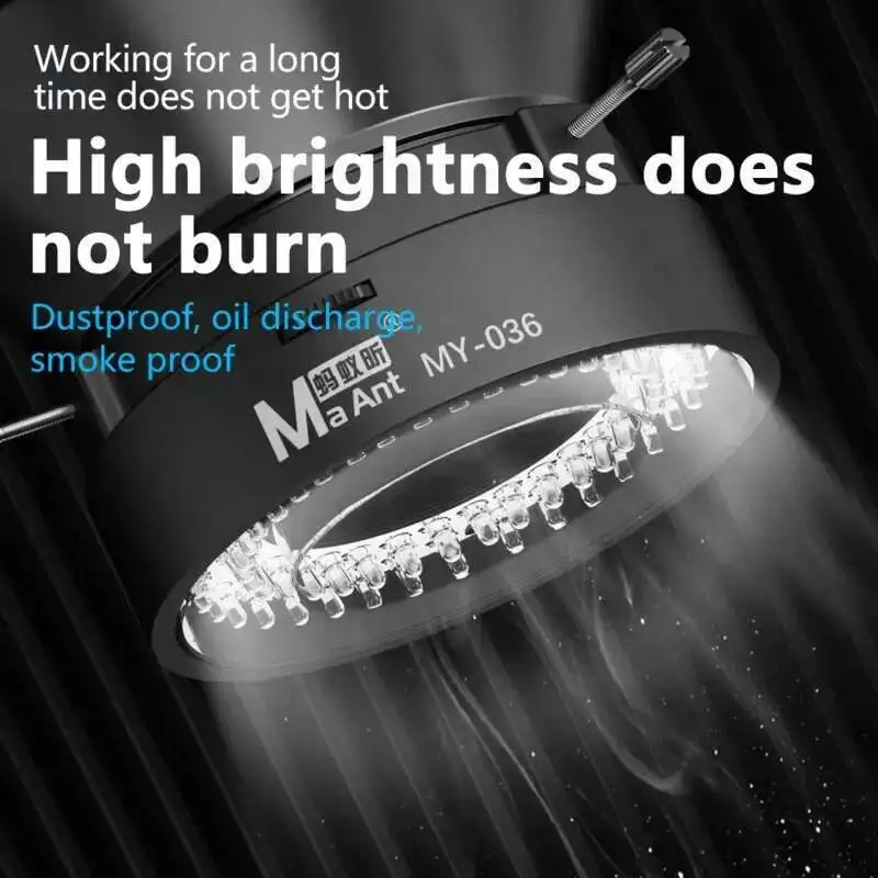 MAANT MY-036/037 USB 5 فولت LED المجهر مصباح مصمم على شكل حلقة لإصلاح الهاتف المحمول المجهر مخصص LED مصباح مصمم على شكل حلقة مصدر أدوات المصباح