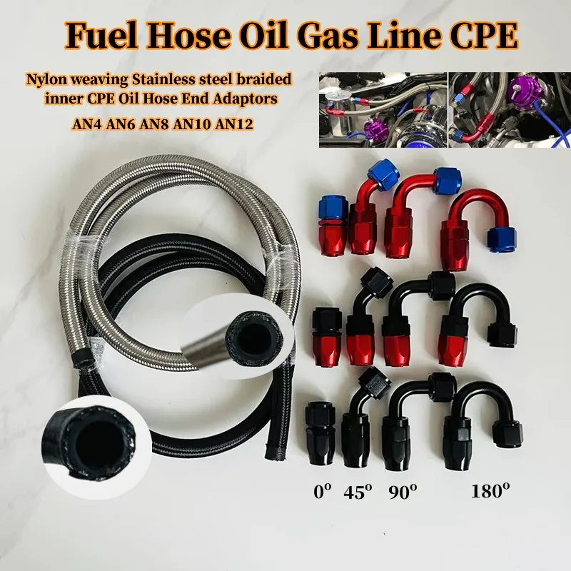 

Universal Nylon Weaving Inner CPE Oil Hose Stainless Steel Braided CPE Fuel Line Hose Oil Gas Cooler Hose Adapter Fitting kit