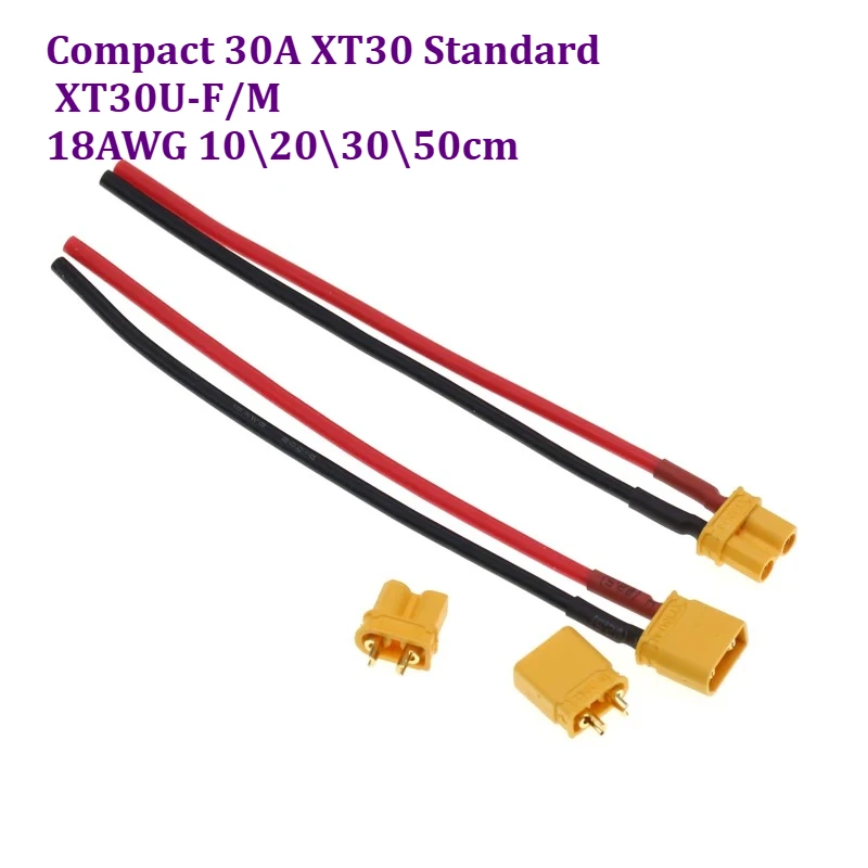 1PCS XT30U Male-Female Cable XT30U-M/XT30U-F Wire-Connected High-Impedance Plug, Lithium Battery-Driven Drone Extension Cable