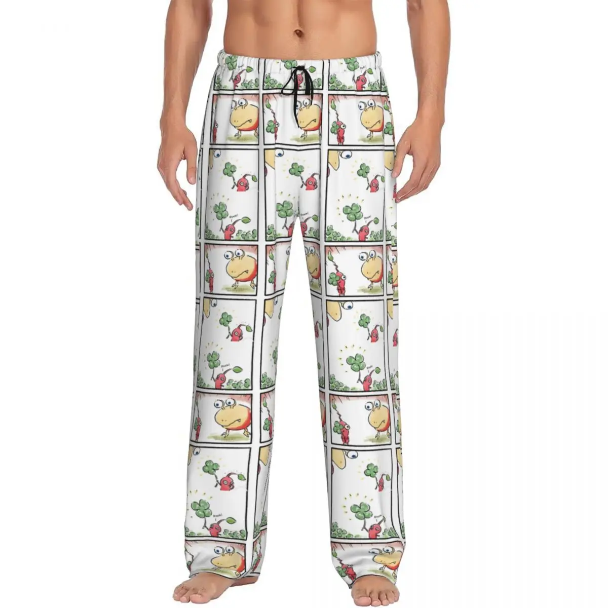 

Пижамные штаны с героями мультфильмов в стиле аниме Pikmins на заказ для мужчин, эластичная одежда для сна в гостиной с видеоиграми и карманами