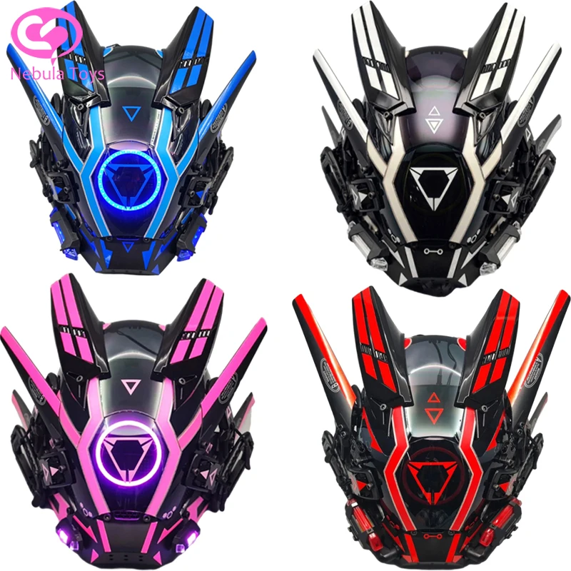 

Cyberpunk Helmet Cosplay With Led Light Techwear Mask Shinobi Samurai Mask Man Robot Cyber Punk Tech Helmet Armor Futuristic Toy