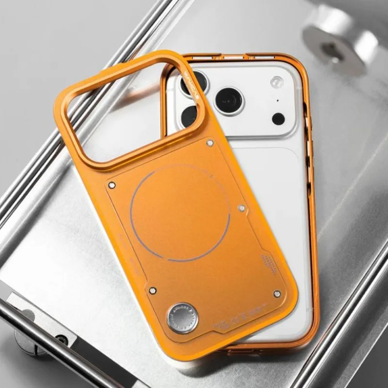 

WAKCAS Frosted Phone Cover for iphone 16 17/17pro/17pro Max Detachable Modular Mecha-Inspired Panel Design Metal Phone Case gift
