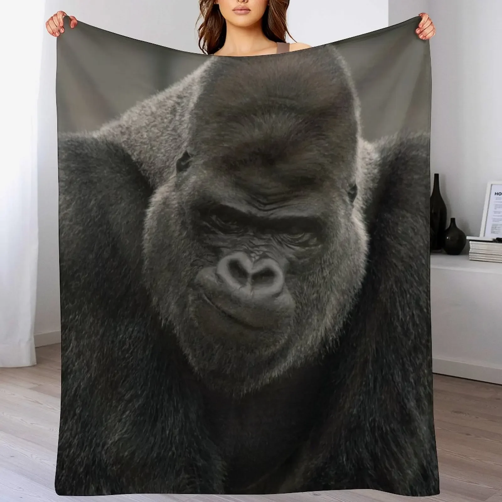 Oumbi The Silverback Gorilla's Smirk Throw Blanket valentine gift ideas Moving Thin Soft Beds Blankets