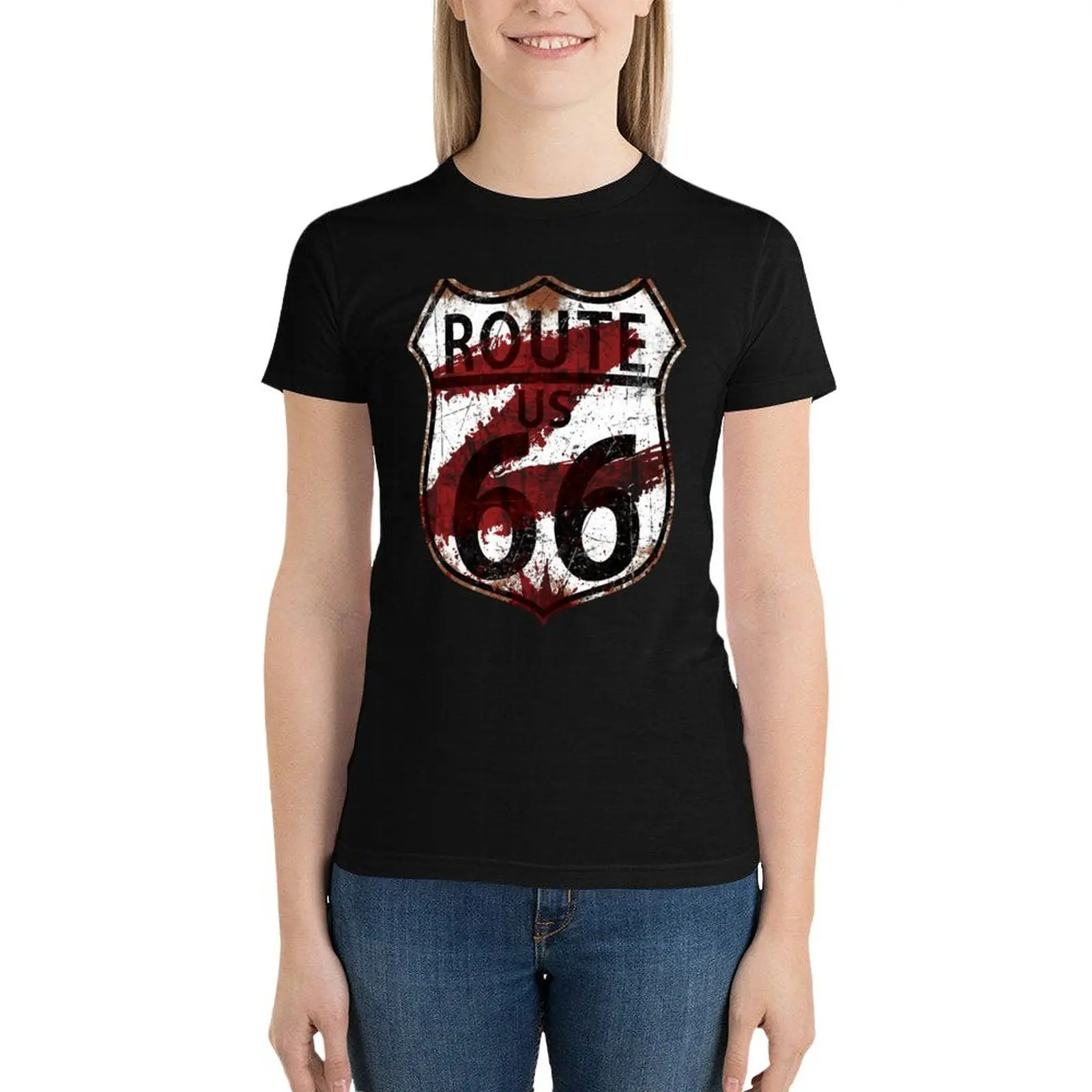 

ROUTE 66 Z T-Shirt Aesthetic clothing anime clothes lady clothes Women's summer blouses 2024
