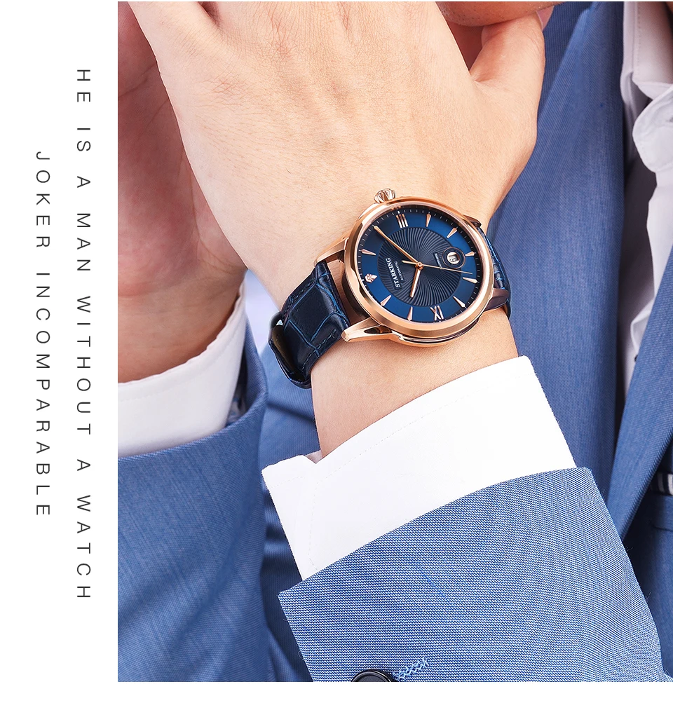 YMS ساعة ميكانيكية أوتوماتيكية بالكامل للرجال ساعة زجاجية من الياقوت الاصطناعي ساعة رجالية كلاسيكية مقاومة للماء ساعة رجالي AM0196 #4