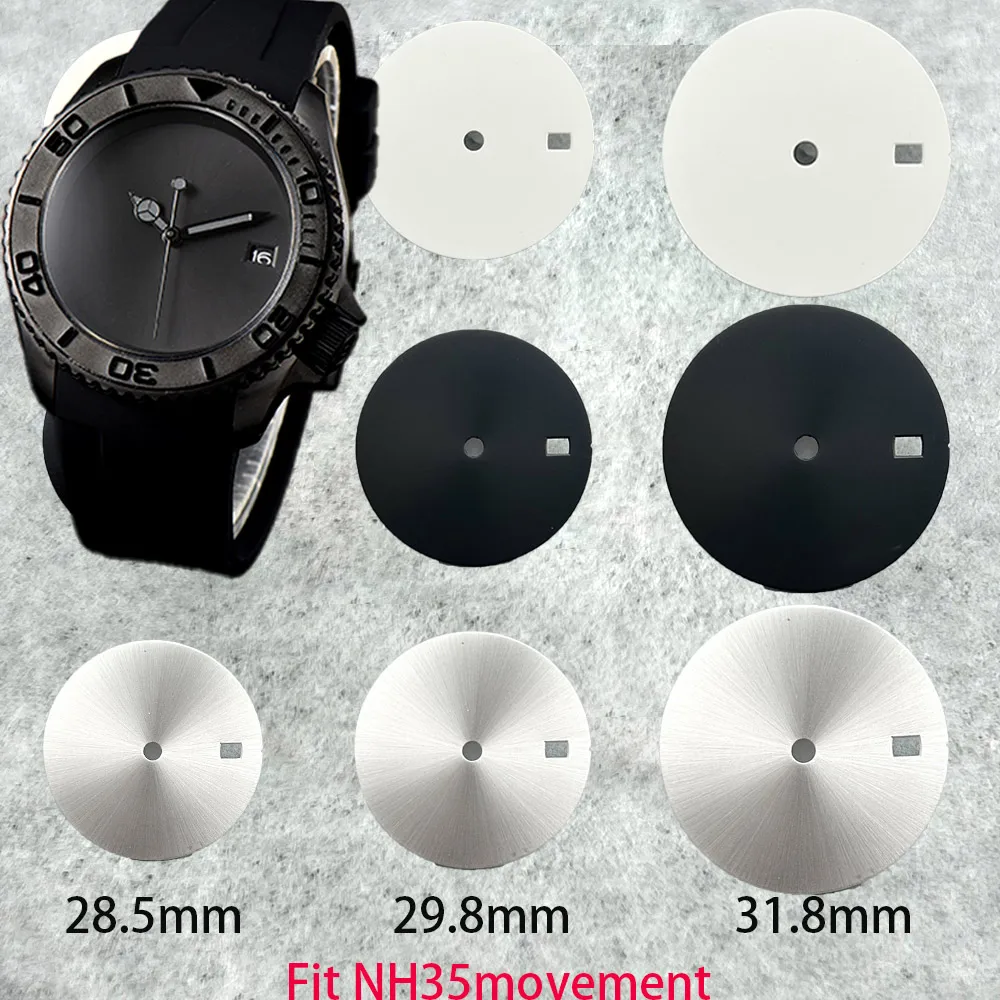28.5mm 29.8mm 31.8mm Blank Watch Dial  matte Watch Faces Black Color white for NH35 Movement matt golssy Watch Dial Parts