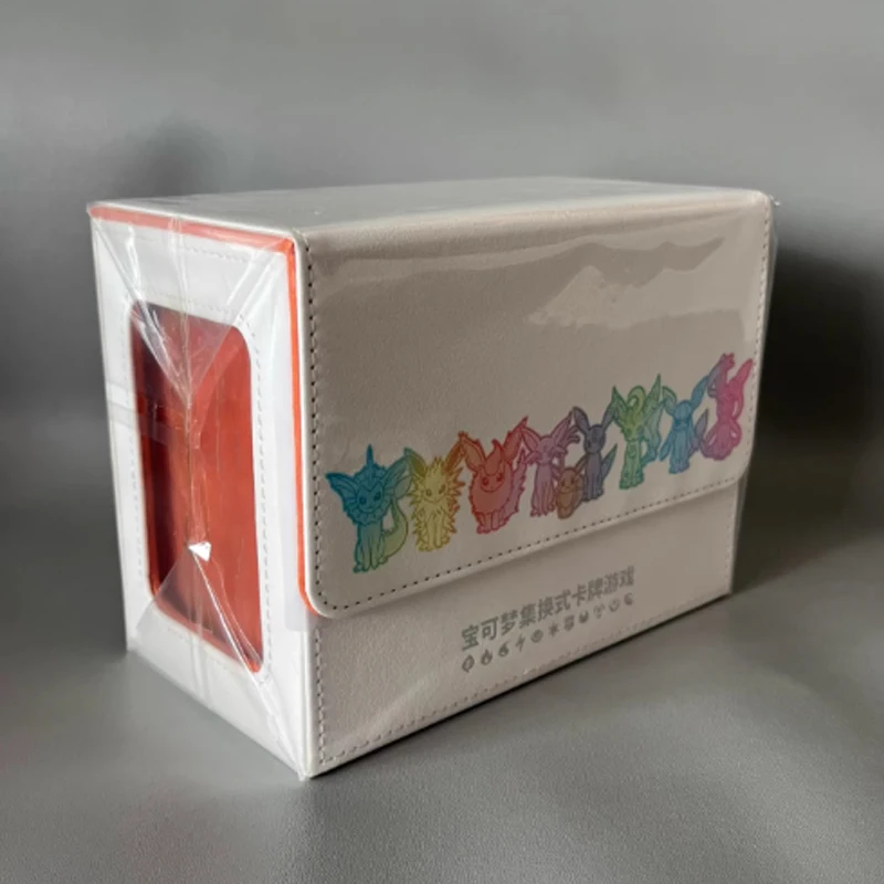 Hot Anime PKM TCG Eevee Premium Theme Deck Box Large Capacity Card Storage Case Durable Organizer for Card Collection Gift Toys