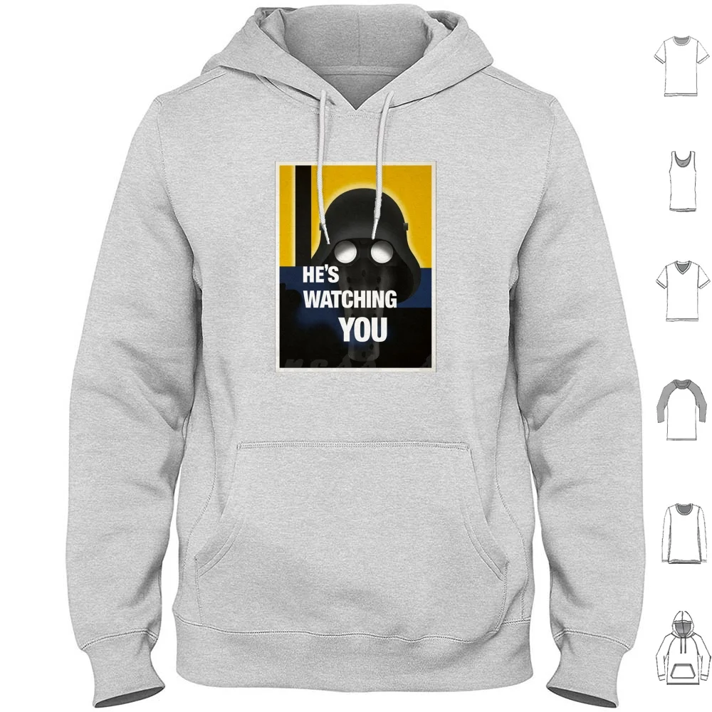 Garindan's Watching You. Hoodie Cotton Long Sleeve Garindan A New Hope Cantina Spies Propaganda World War 2 Wwii