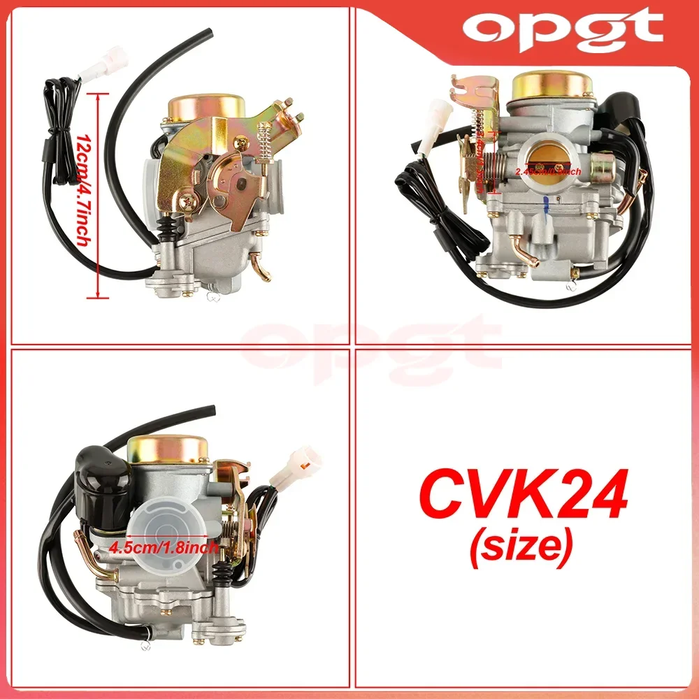 OPGT 24.5mm CVK24 Carburetor Electric Throttle for Keihin Yamaha RS100 GY6 100cc 125cc 150cc 4 Stroke Scooter ATV Tricycles Dirt