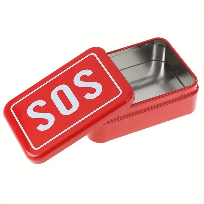 Portátil sos estanho medicina caso de armazenamento de comprimidos tampa recipiente para kits de equipamentos de sobrevivência ao ar livre conjunto de primeiros socorros caixa de comprimidos kit de primeiros socorros