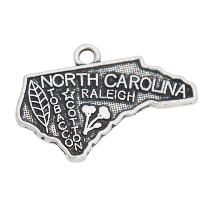 Fashion Double Side North Carolina State Alloy Map Charms 16*25mm 50pcs AAC604