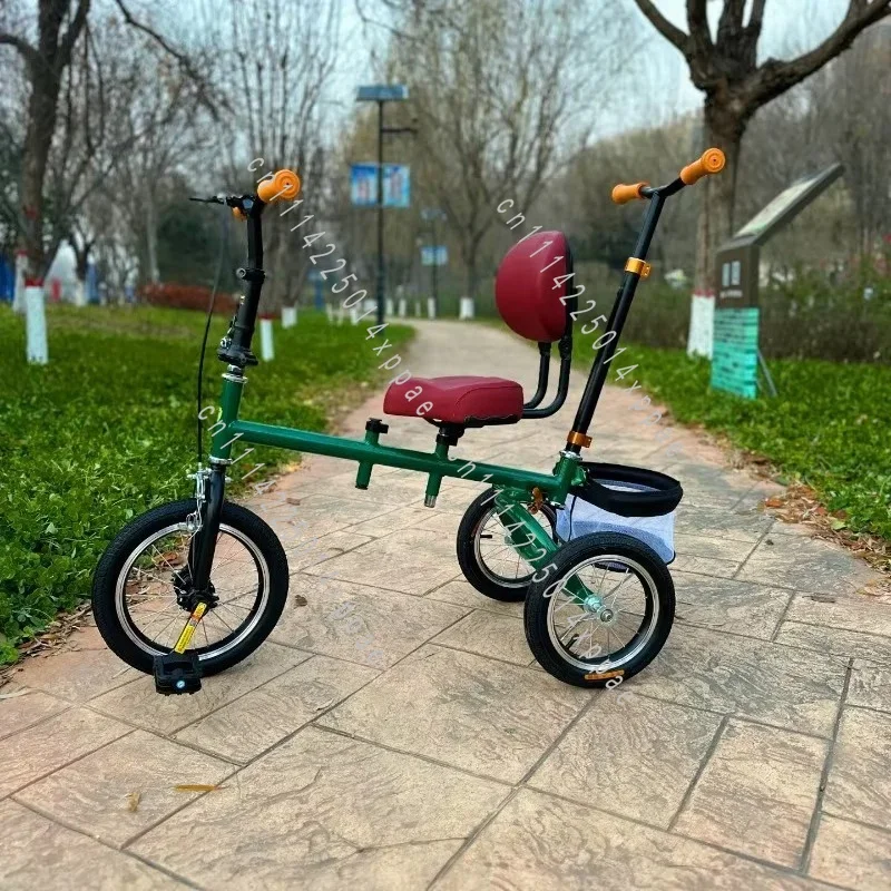 Lightweight Folding Tricycle, Teen Three‑Wheel Bicycle,Auxiliary Exercise Bike