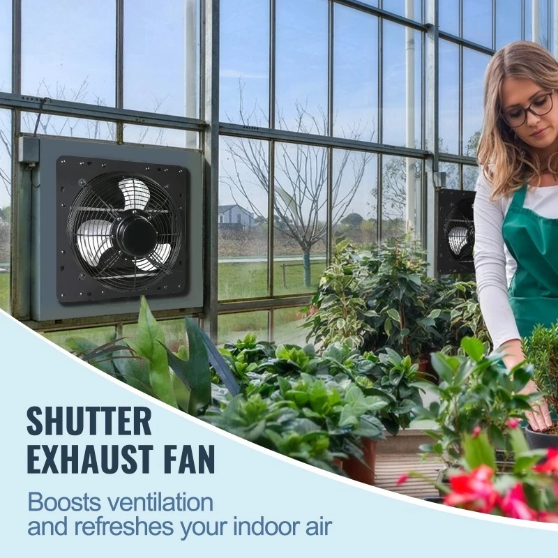 Shutter Exhaust Fan with Temperature Humidity Controller Ventilation and Cooling for Greenhouse Garages Shed ETL Listed